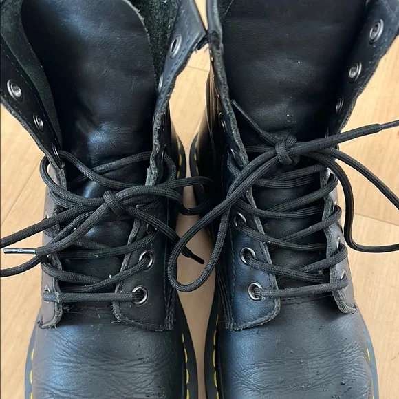 Dr. Martens Black and Yellow Combat Boots with Chunky Sole - Picture 7 of 16